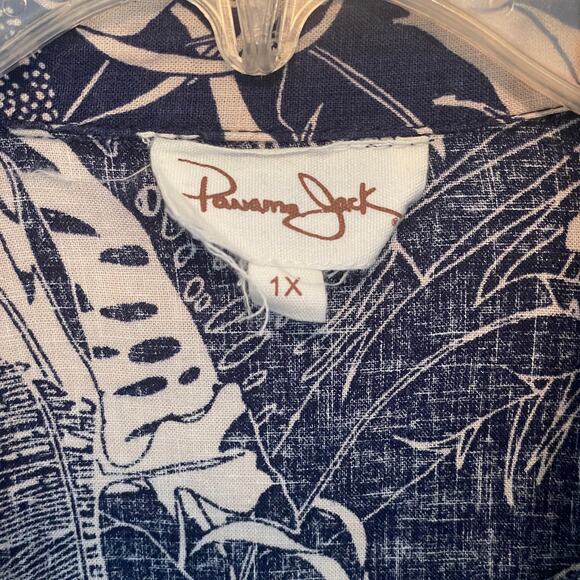 Panama Jack Tropical Floral Button Shirt Womens Size 1X Blue Linen Blend Top - Picture 6 of 9